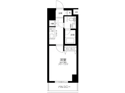 ガリシアレジデンス六本木(1K/6階)の間取り写真