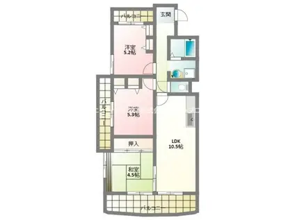 パールメガリス(3LDK/5階)の間取り写真