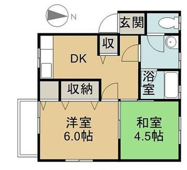 藤田コーポB(2DK/2階)の間取り写真