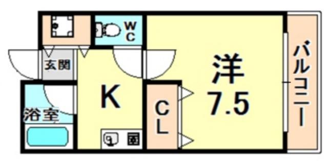寺町ハウス(1K/1階)の間取り写真