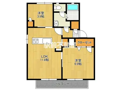 ファミール赤松(2LDK/1階)の間取り写真