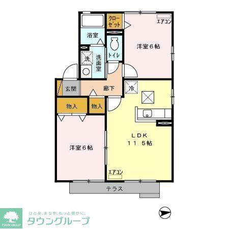 ヴィラ・エスペランサ(2LDK/1階)の間取り写真