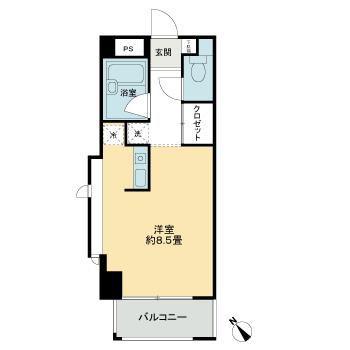 THE BLUE 8(1K/6階)の間取り写真