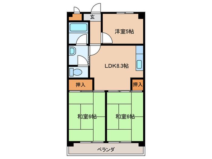 ジュネス21(3LDK/3階)の間取り写真