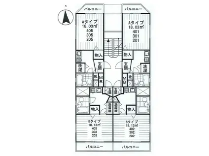 ヴィラカミング(1K/3階)の間取り写真