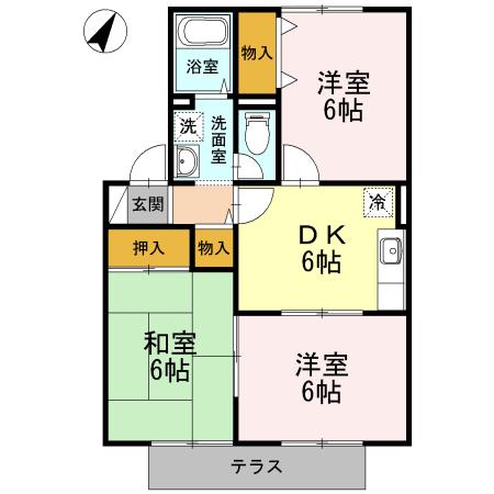 ハイカムール・K(3DK/1階)の間取り写真