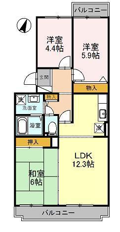 オースター6番館(3LDK/2階)の間取り写真