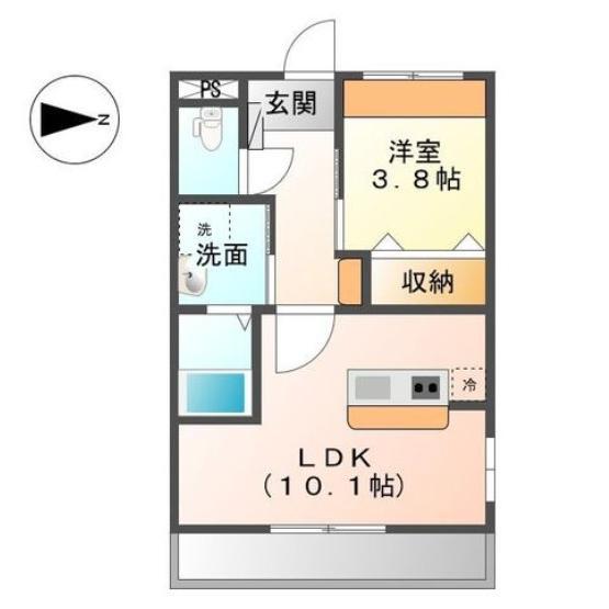 ラフィーネ(1LDK/1階)の間取り写真