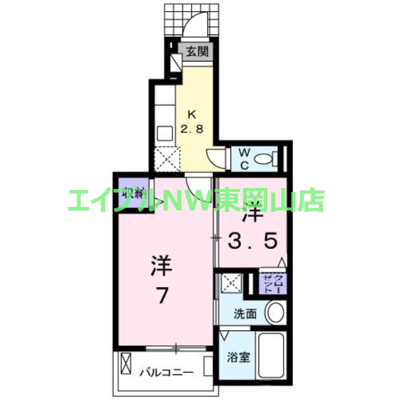 プレステージ花ずいG(2K/1階)の間取り写真