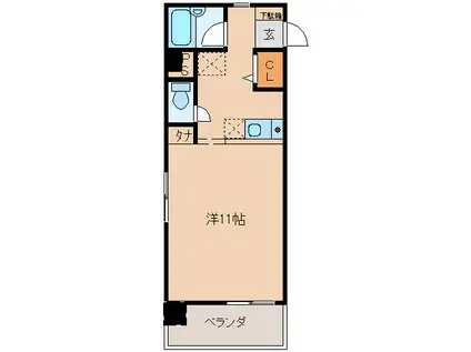 シティパルKUGA(ワンルーム/2階)の間取り写真