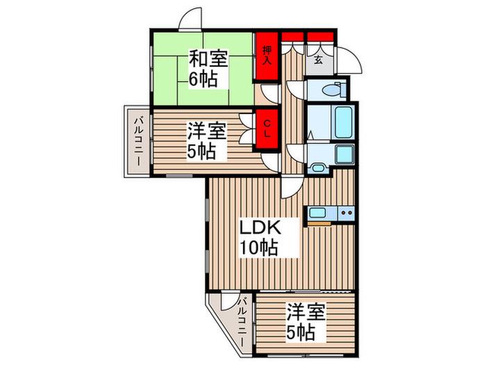COMINOS弐番館(3LDK/2階)の間取り写真