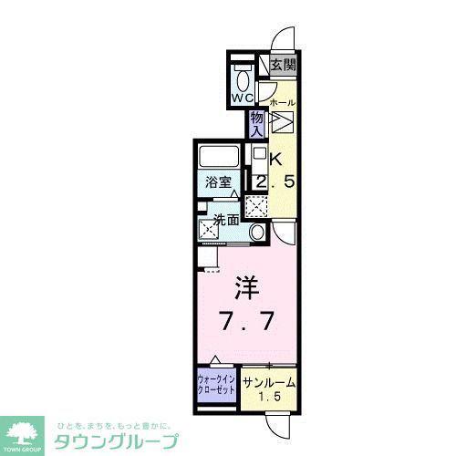 タウンハウス(1K/1階)の間取り写真