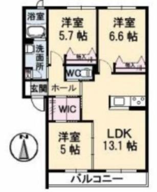 グランマストティアラB棟(3LDK/2階)の間取り写真
