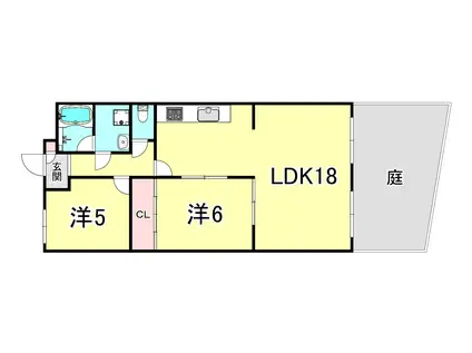 イスズハイツ・ベル垂水(2LDK/1階)の間取り写真