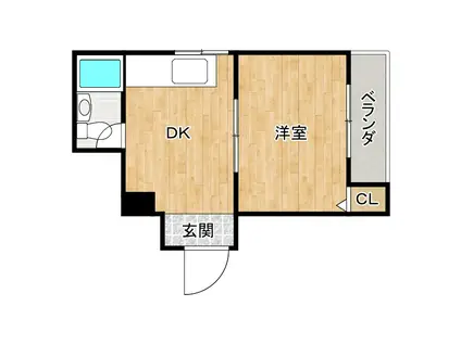 シティハイツ四天王寺(1DK/1階)の間取り写真
