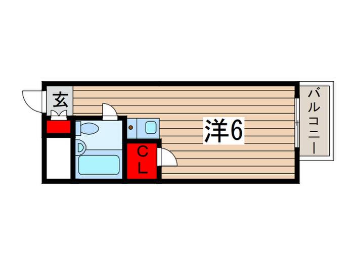 フェリス西千葉(ワンルーム/1階)の間取り写真