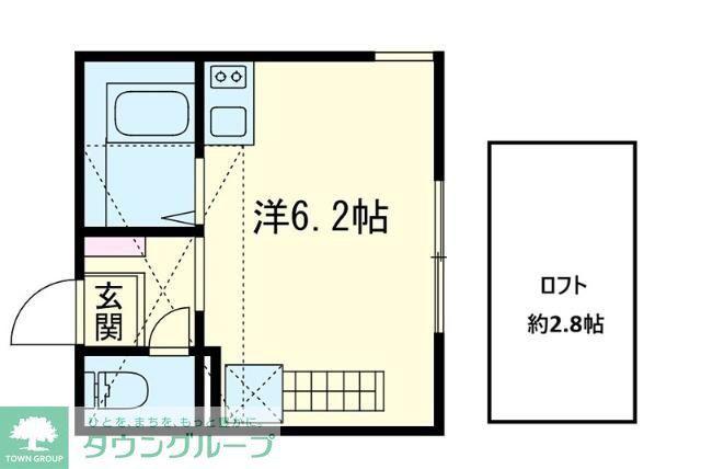 タウン妙蓮寺(ワンルーム/2階)の間取り写真