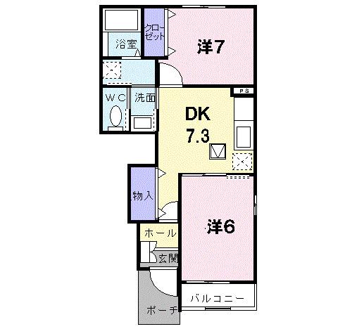 ファシネイション春日II(2DK/1階)の間取り写真