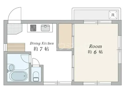 サンライトゆたか(1DK/2階)の間取り写真