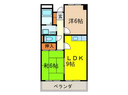 高師浜シーサイドマンションⅠ(2LDK/2階)の間取り写真