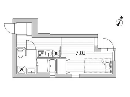GRANDUO高輪(1K/2階)の間取り写真