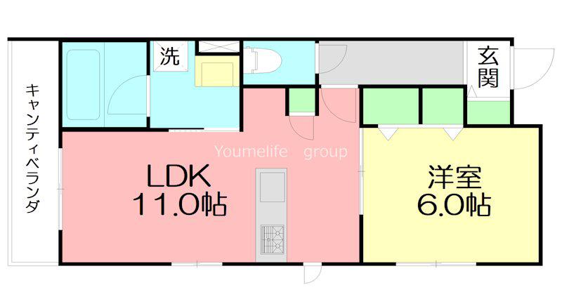 HOUOLI EBINA(1LDK/3階)の間取り写真