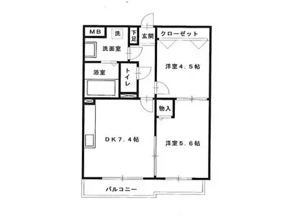 AXIA DAIWA(2DK/3階)の間取り写真