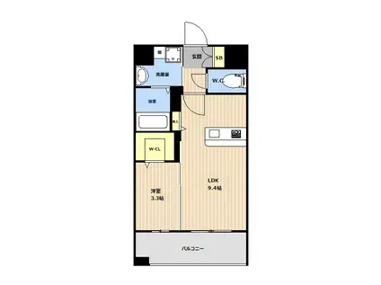 VALENTIA天神東(1LDK/8階)の間取り写真