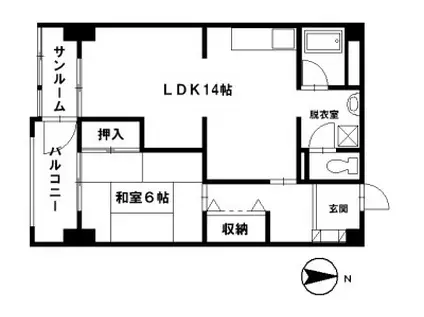 ふすいハイム(1LDK/2階)の間取り写真