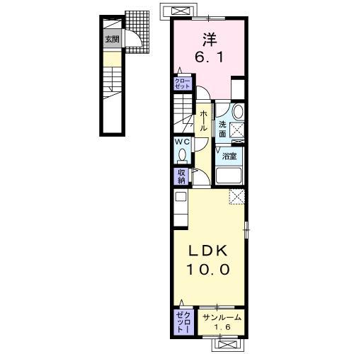 アンシャンテ IV(1LDK/2階)の間取り写真