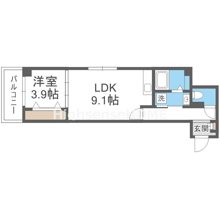 アルカンシェルコート緑橋(1LDK/1階)の間取り写真