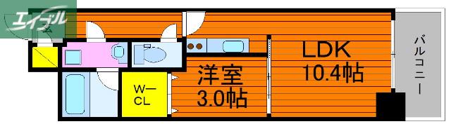 カーサとぎや町(1LDK/8階)の間取り写真
