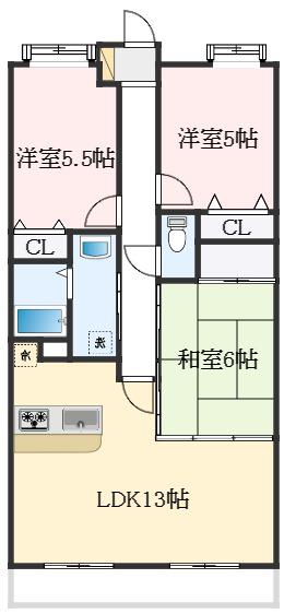 ルナ・ピエーナ泉北(3LDK/2階)の間取り写真