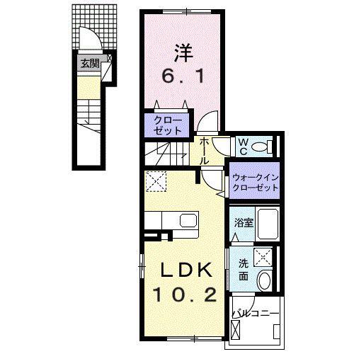 アジュール・ココ(1LDK/2階)の間取り写真