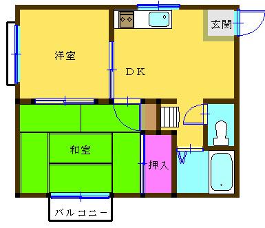 エステートピア明日香(2DK/2階)の間取り写真