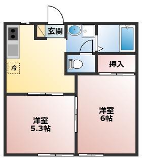 ピエス大門崎A(2DK/1階)の間取り写真