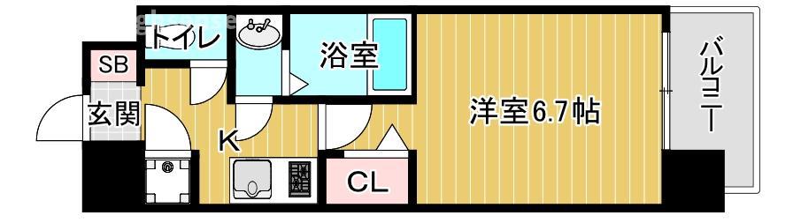 レジュールアッシュ ザ・パークフロント(1K/2階)の間取り写真