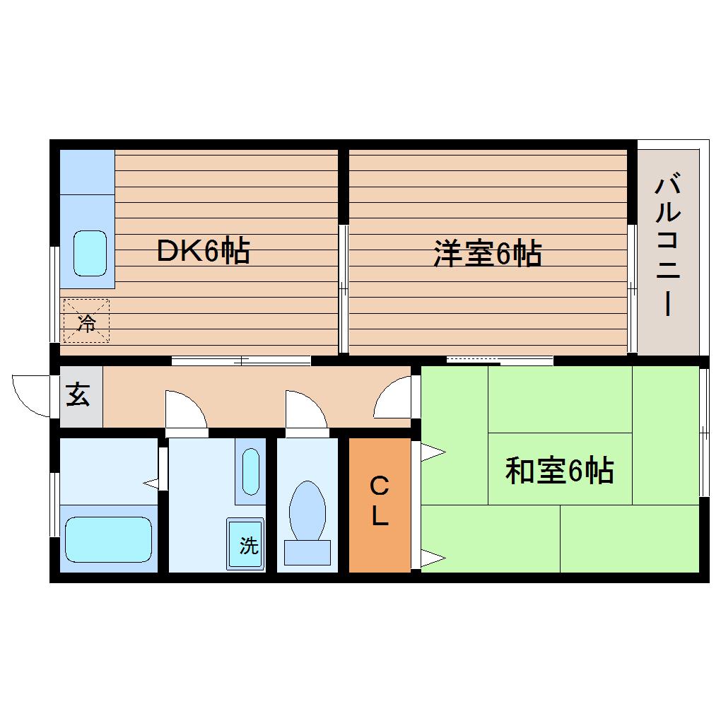 パールハイム(2DK/1階)の間取り写真