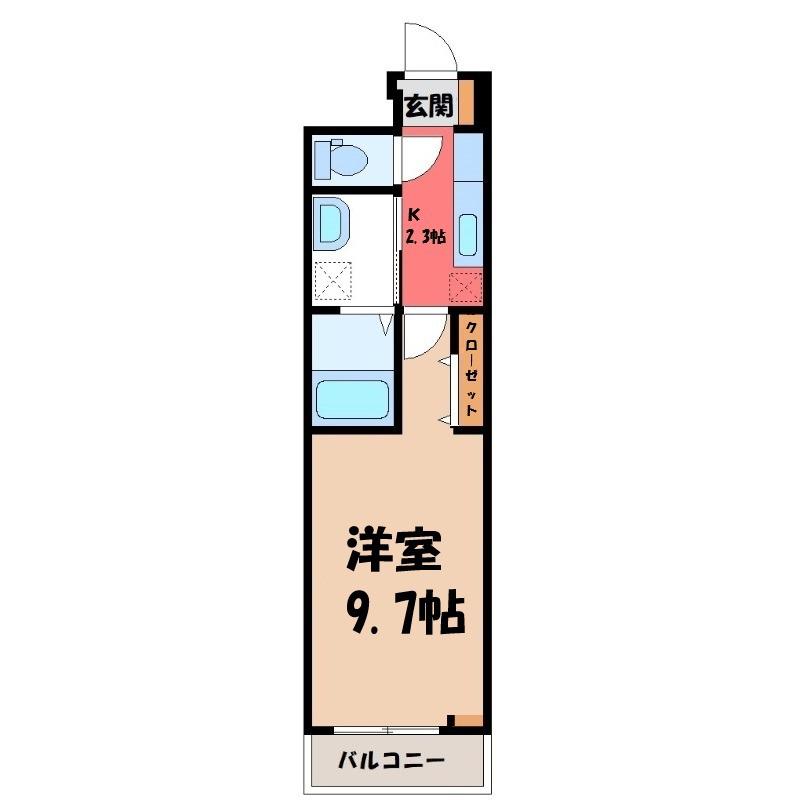 ヒカルサ熊谷ノース(1K/3階)の間取り写真