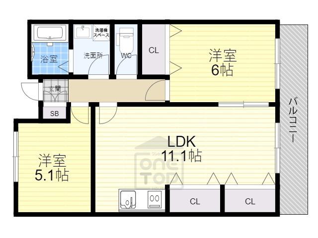 エクセル舞音(2LDK/1階)の間取り写真