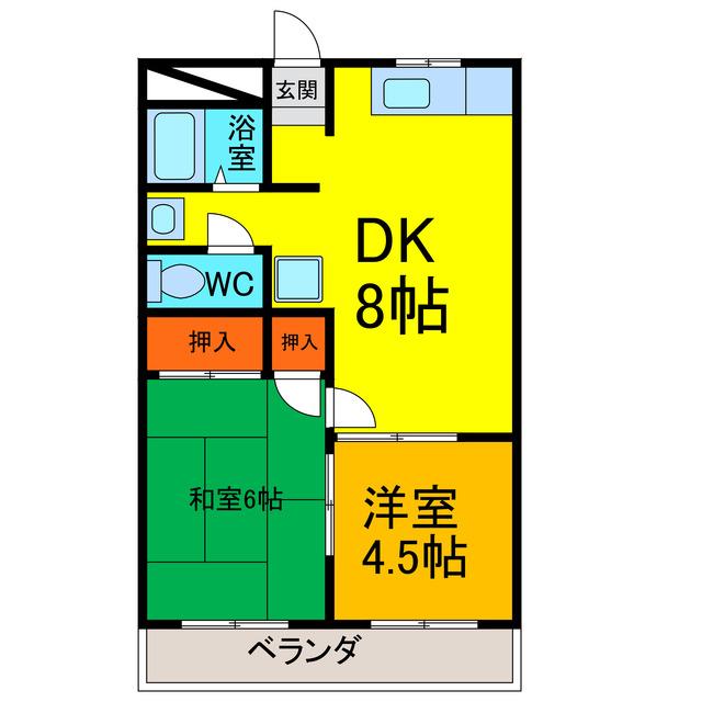 ハイム福居(2DK/1階)の間取り写真
