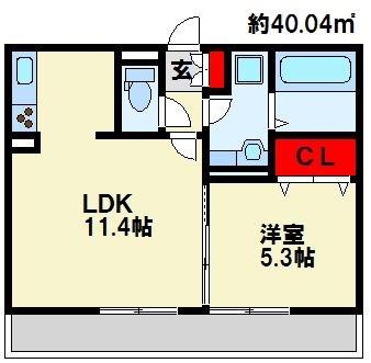 タウンコート春の町(1LDK/1階)の間取り写真