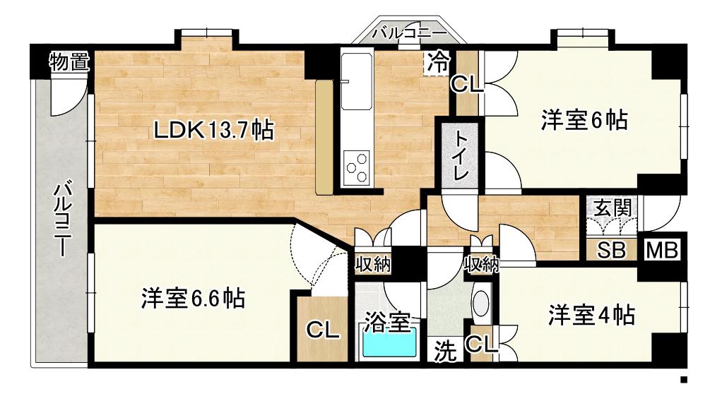 ガーデンスクエア泉(3LDK/2階)の間取り写真