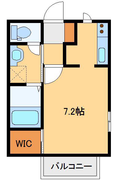 ヴァン・ソレーユA(1K/2階)の間取り写真
