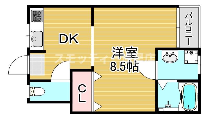 シャトーシラキ(1DK/1階)の間取り写真
