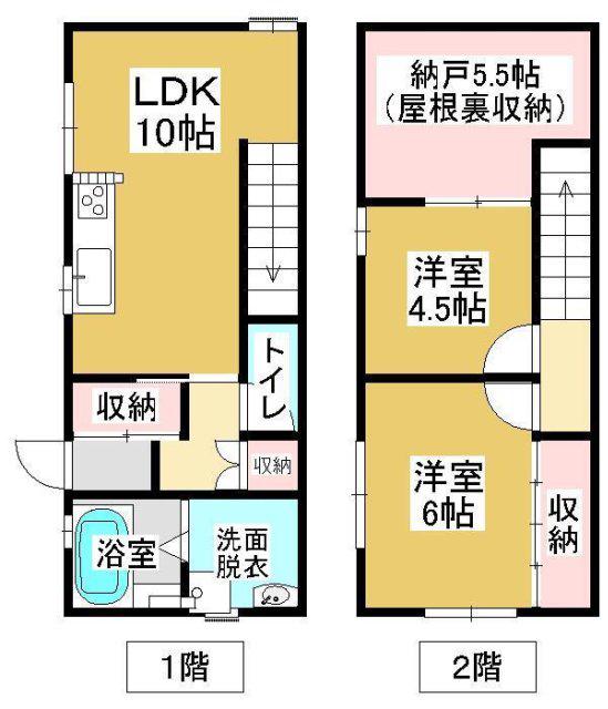 伊島町2丁目メゾネット(2SLDK/2階)の間取り写真