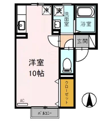 セジュール・アキ(ワンルーム/2階)の間取り写真