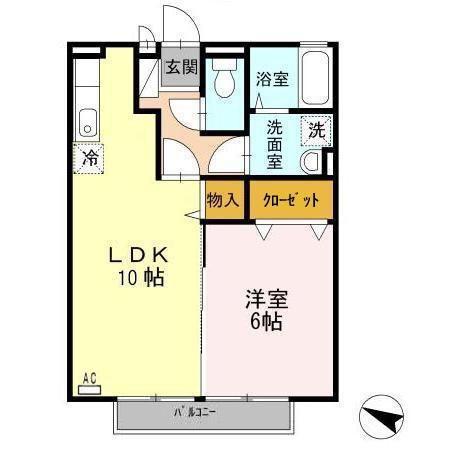 ヴァンベールHF II(1LDK/2階)の間取り写真