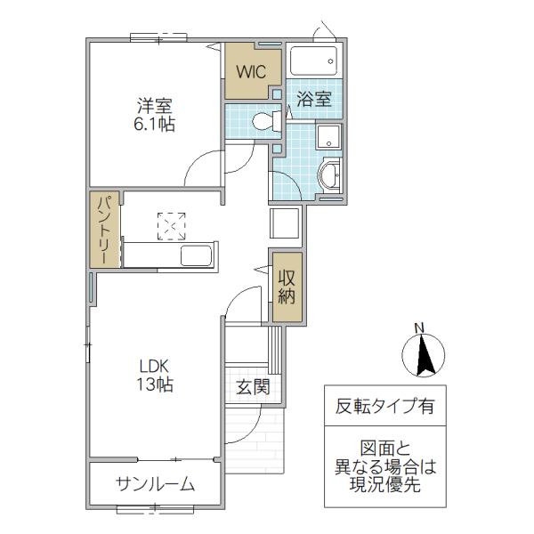高瀬川ハイツII(1LDK/1階)の間取り写真