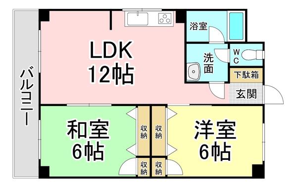 マルマン黄金ビル(2LDK/6階)の間取り写真